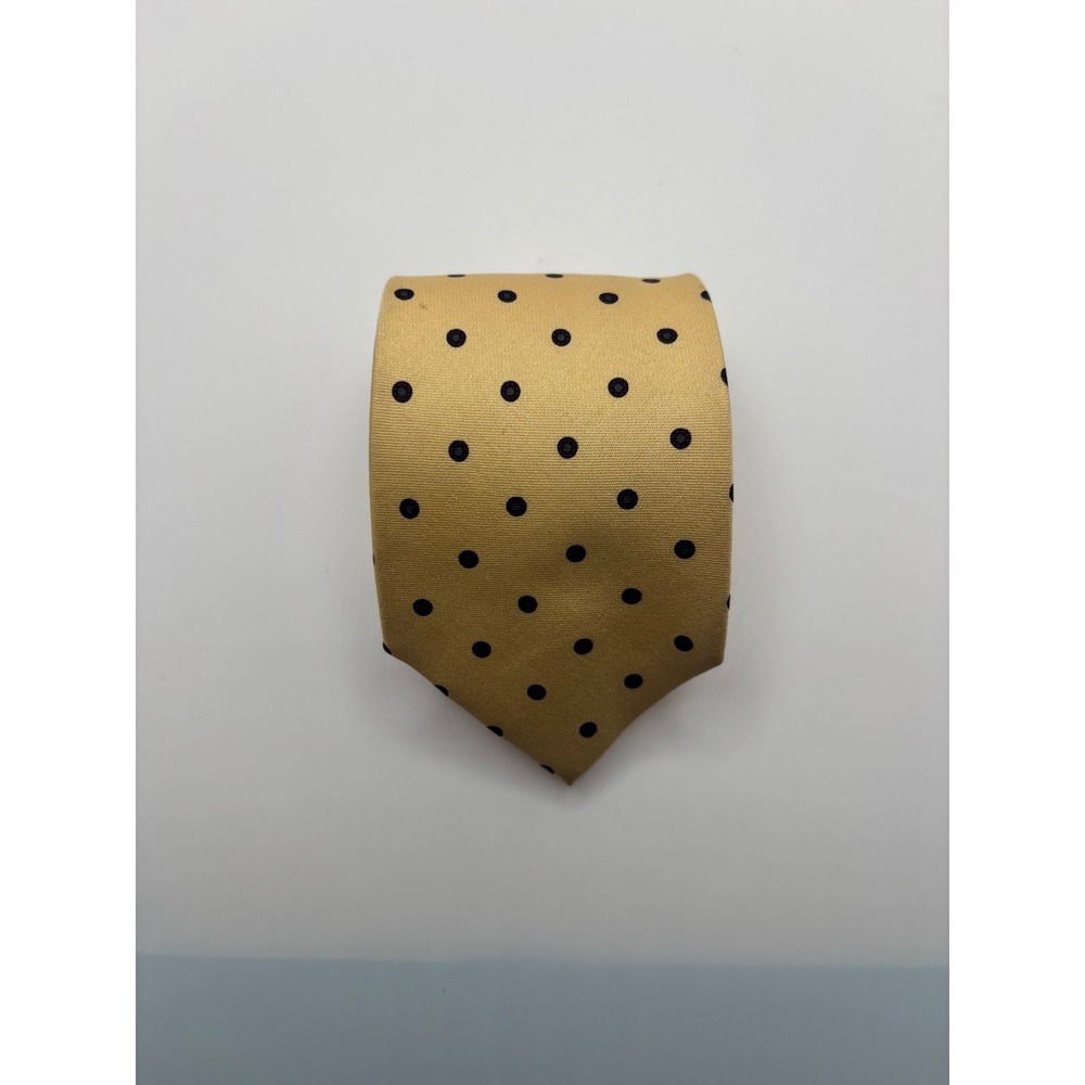 Madonna Beverly Hills Mens Yellow Gold Polka Dot 100% Silk Tie Made in Italy